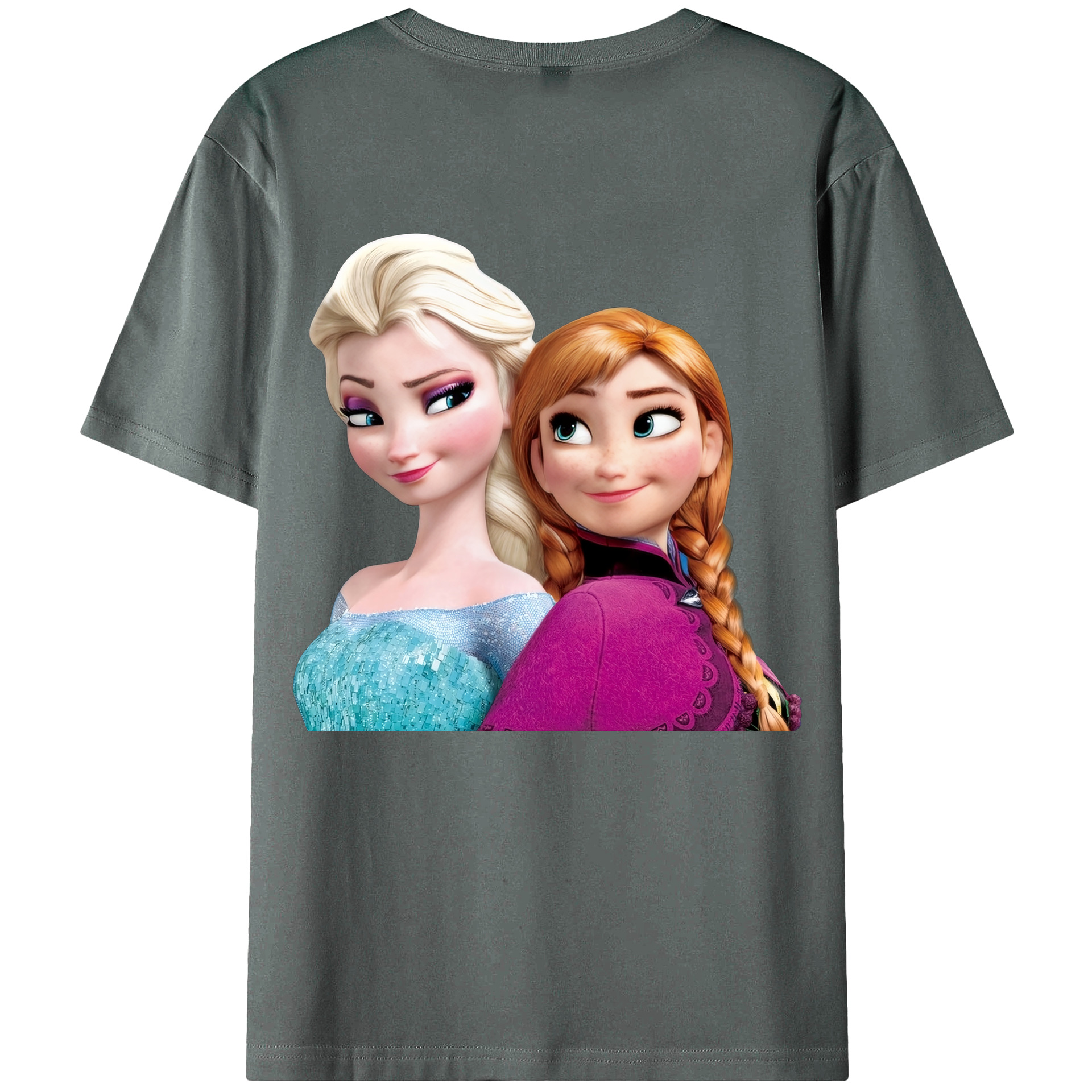 （画像用） アナと雪の女王 アンナ エルサ Frozen Anna Elsa 綿100％ メンズ半袖Tシャツ（バックプリント） 通気性